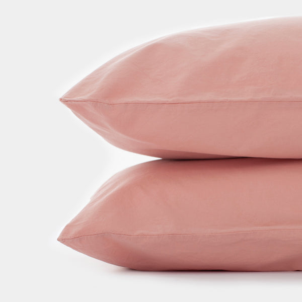 Coral Pink Organic Cotton Relaxed Percale Standard Pillowcase