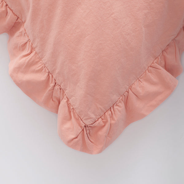Coral Pink Organic Cotton Relaxed Percale Frill Pillowcase