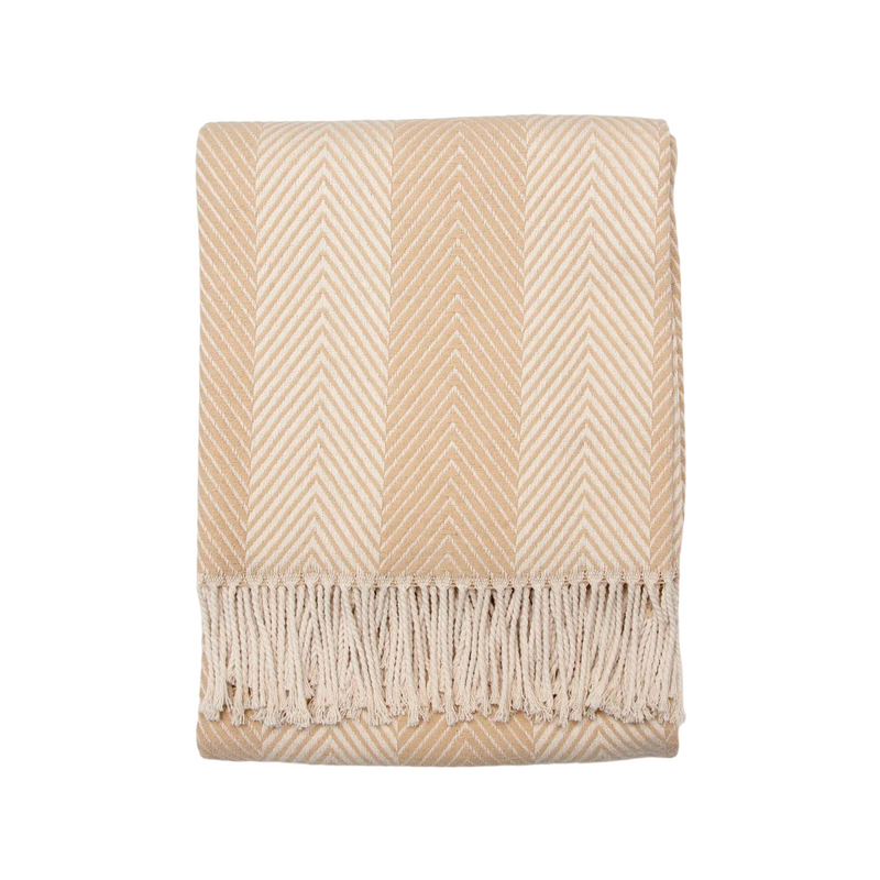 Natural Herringbone Organic Cotton Throw Blanket
