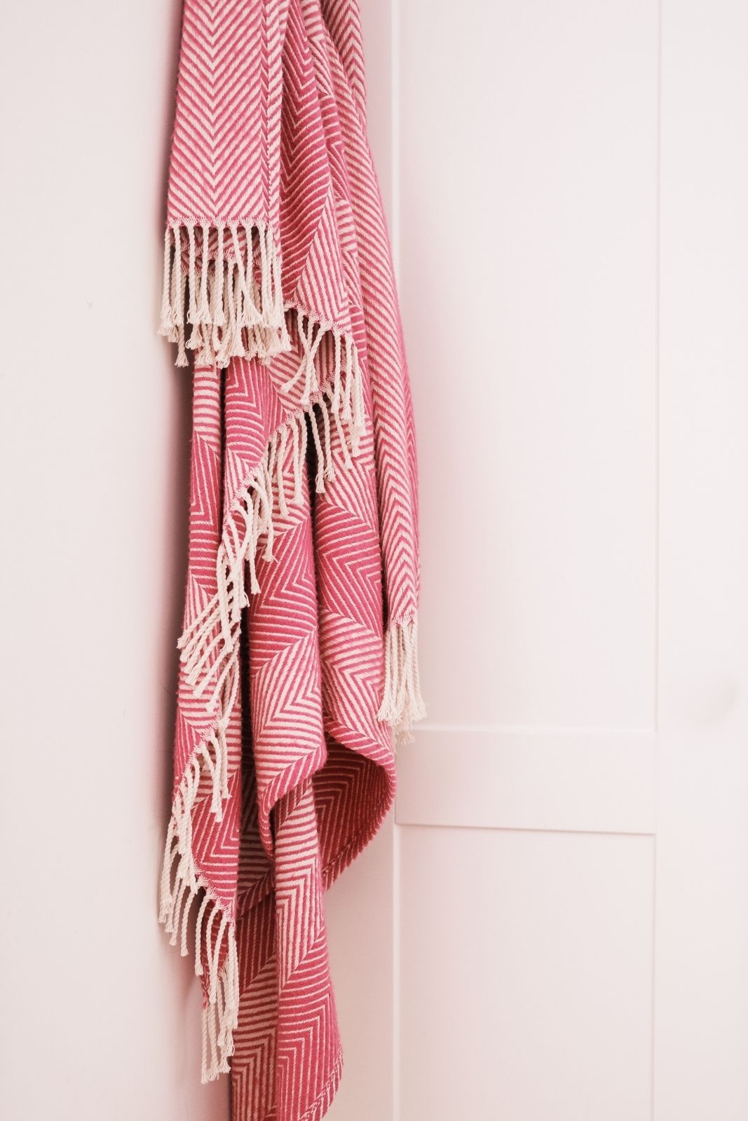 Herringbone Pink Organic Cotton Throw
