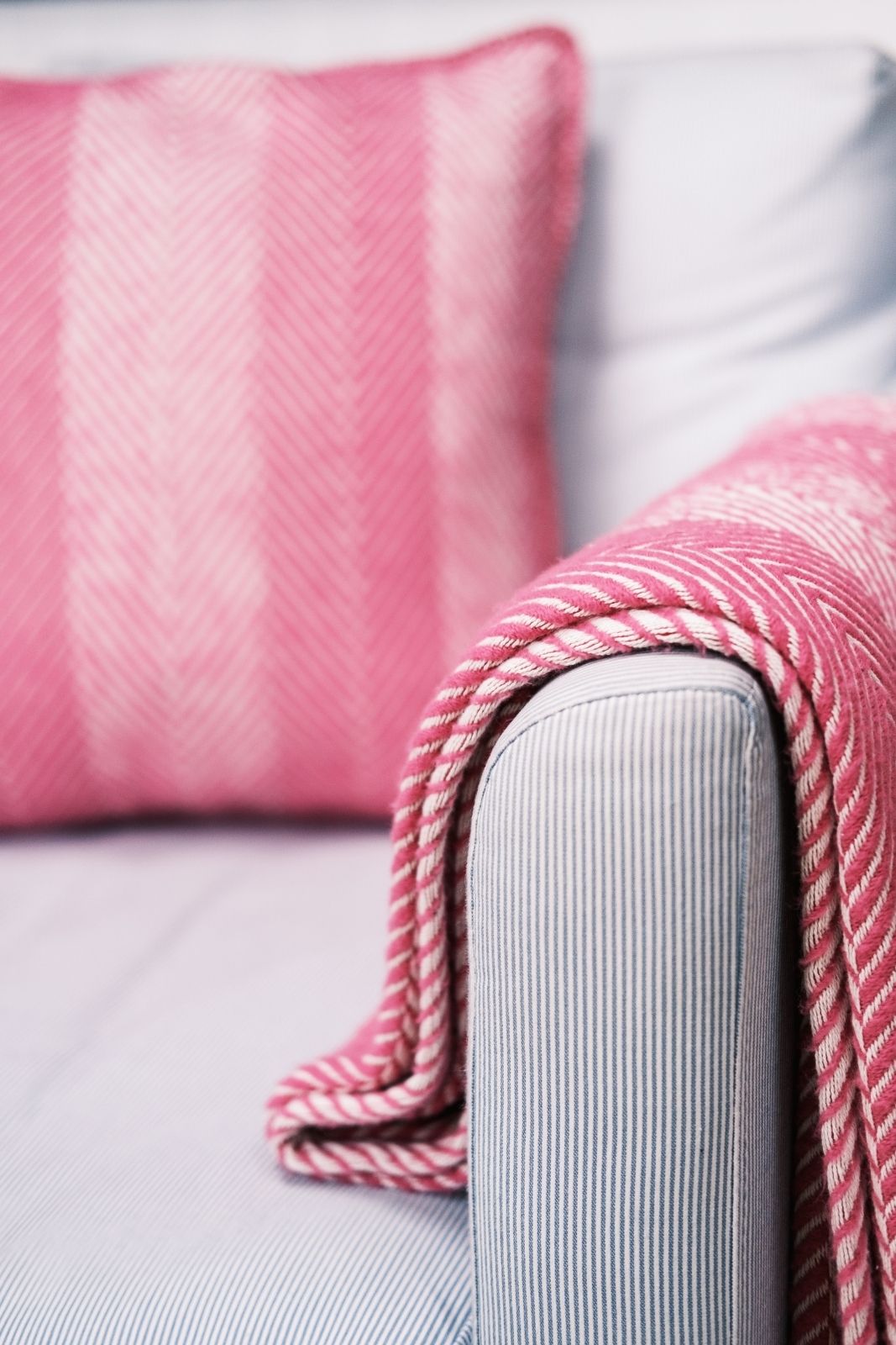 Herringbone Pink Organic Cotton Throw