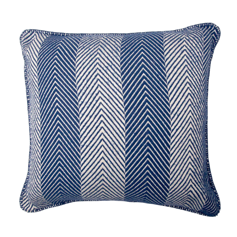Blue Cushion Herringbone Weave in Organic Cotton
