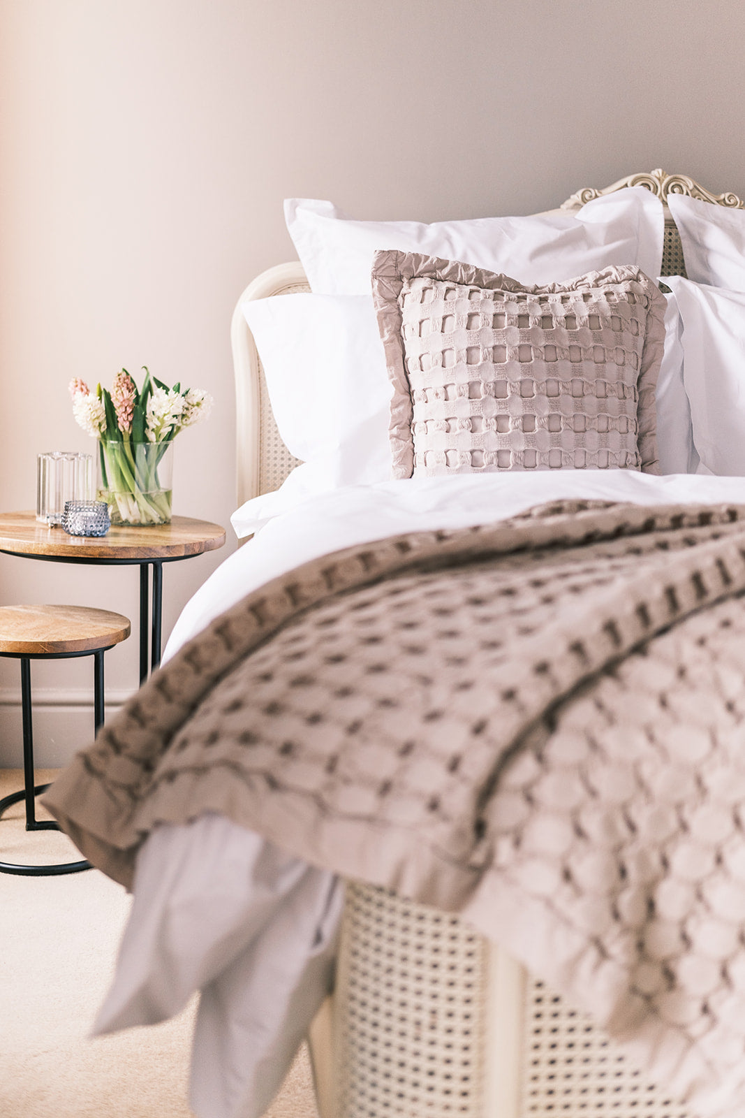 Waffle Organic Cotton Cushion Ecru