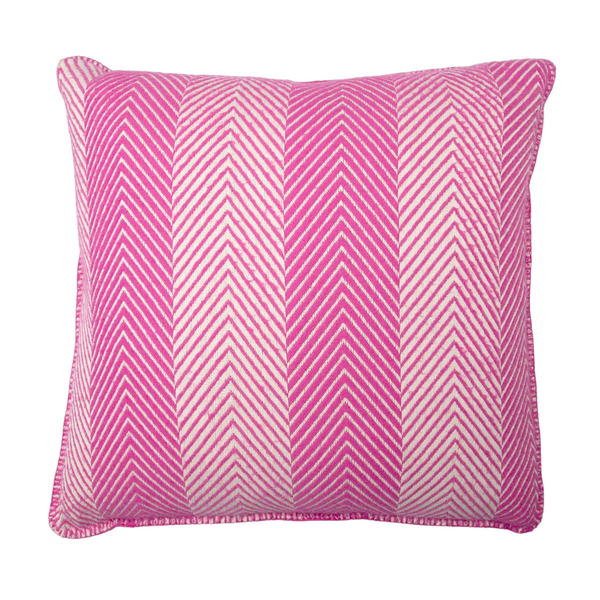 Herringbone Pink Organic Cotton Cushion